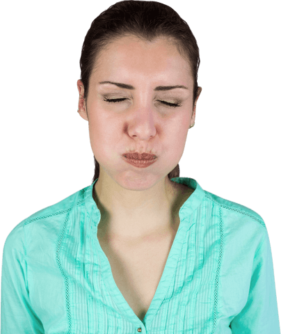 woman closing eyes making funny face over transparent background - Download Free Stock Videos Pikwizard.com