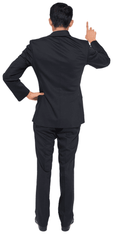 Transparent View of Businessman Posing with Raised Finger Gesture - Download Free Stock Videos Pikwizard.com