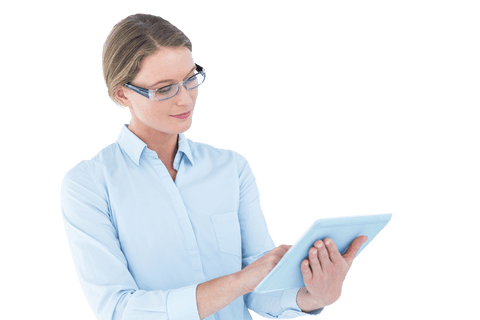 Transparent Businesswoman Using Tablet for Digital Enterprise Solutions - Download Free Stock Videos Pikwizard.com