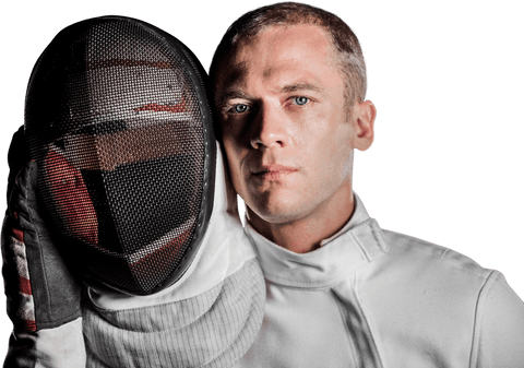 fencers pose with mask against transparent background - Download Free Stock Videos Pikwizard.com