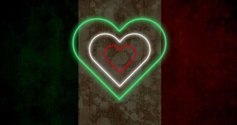 Neon Hearts Overlaid on Italian Flag Celebrating Love - Download Free Stock Images Pikwizard.com