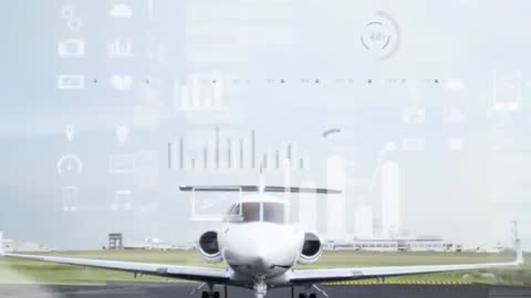 White Business Jet Taxiing Toward Lens with Flight HUD Overlay and Instrument Data