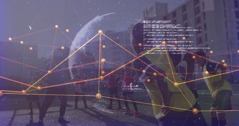 Youth Training Session with Futuristic Data Overlay