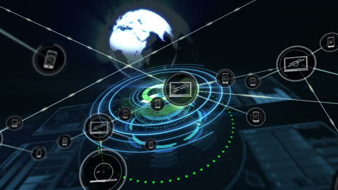 Futuristic Global Networking and Data Visualization Digital Art