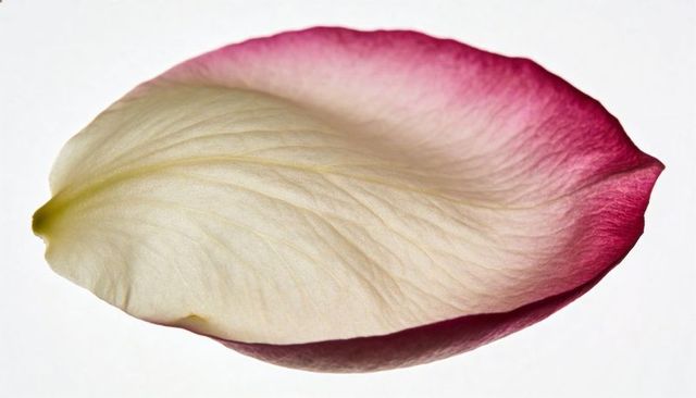 Single rose petal macro showing ivory to pink gradient, delicate veins and soft texture