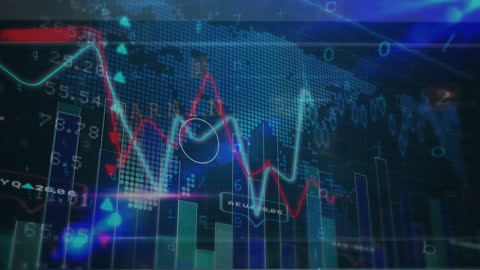 Global Financial Data with Digital World Map Background