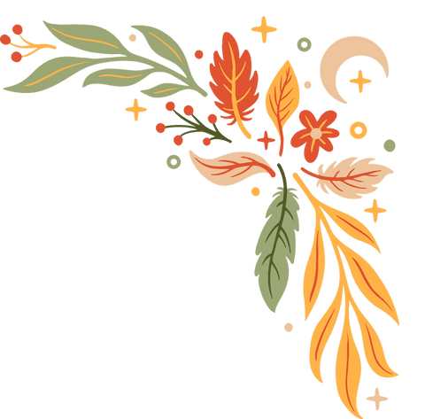 Autumn Botanical Ornaments with Leaves and Moon on Transparent Background - Download Free Stock Videos Pikwizard.com