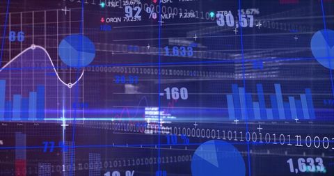 Financial Data Visualization on Digital Grid Backdrop - Download Free Stock Images Pikwizard.com