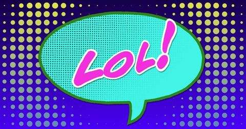 Colorful retro pop art style speech bubble with lol text