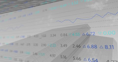 Stock Market Data Cascading Over Skyscrapers - Download Free Stock Images Pikwizard.com
