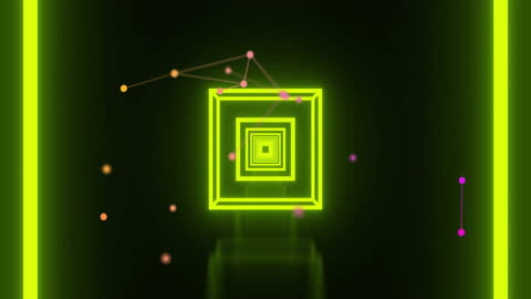 Neon Tunnel with Digital Connections and Network Data