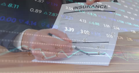 Businessman Calculating Insurance Services with Data Analytics