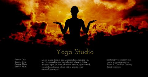 silhouette meditation yoga pose accompanied by fiery sunset - Download Free Stock Templates Pikwizard.com