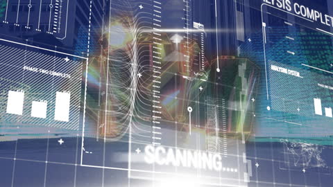 Futuristic Data Interface with Golden Crystal Animation