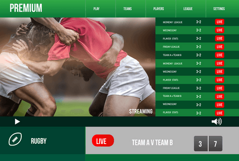 transparent digital sport tv interface streaming rugby live - Download Free Stock Videos Pikwizard.com