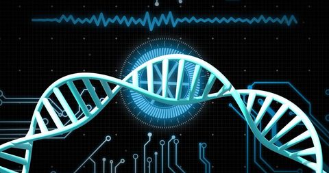 Futuristic Digital DNA Strand with Data Processing Elements - Download Free Stock Images Pikwizard.com