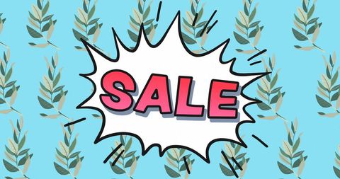 Vibrant Sale Banner with Retro Bubble and Floral Background