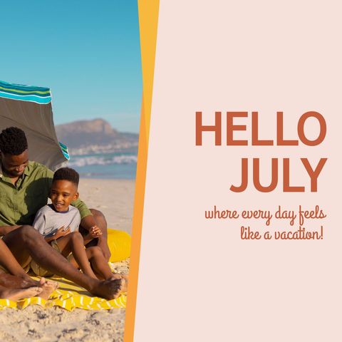Father and Son Enjoy Beach Getaway in July