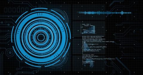 Futuristic Digital Interface with Blue Data Scanner Overlay - Download Free Stock Images Pikwizard.com