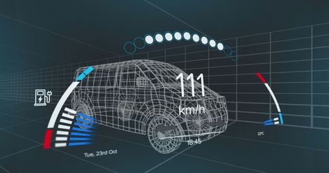 Futuristic Digital Dashboard UI with Wireframe Car Illustration - Download Free Stock Images Pikwizard.com