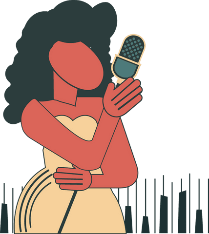 Stylized Female Singer with Retro Microphone on Transparent Background - Download Free Stock Videos Pikwizard.com