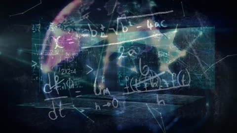 Evolving Tech and Science Concepts with Math Formulas and Digital Globe