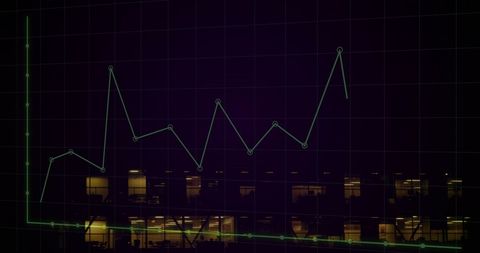 Abstract Graphs Over Modern Building at Night - Download Free Stock Images Pikwizard.com