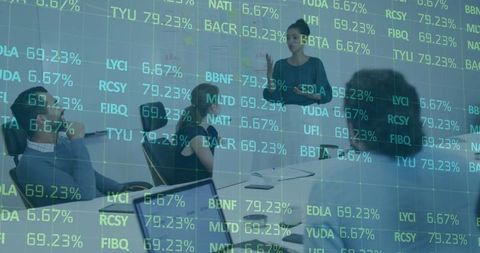 Business Presentation with Data Projections in Modern Office