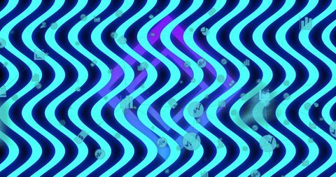 Abstract Glowing Blue Waving Lines with Purple Diamonds