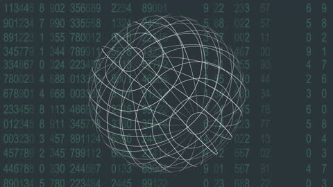 Digital Globe Overlay with Data Numbers on Dark Background