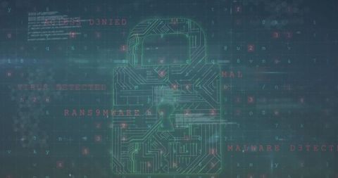 Digital Security Concept with Circuitry Padlock Design