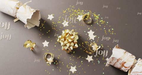 Festive Holiday Party Celebration Scene with Crackers and Streamers