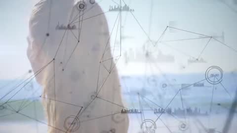 Innovative Data Overlay on Beach with Athlete Rotating Head