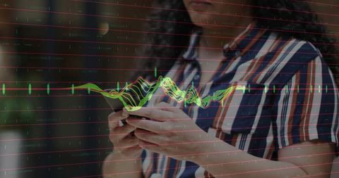 Woman Analyzing Financial Chart on Smartphone Outdoor