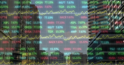 Digital Data Processing Over Urban Skyline Animation