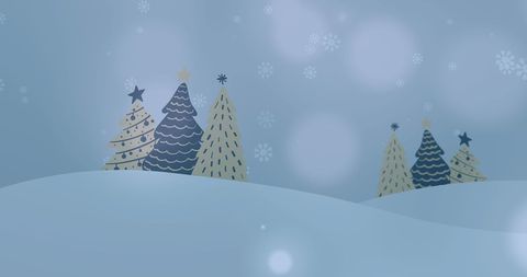 Snowy Winter Trees with Festive Holiday Theme
