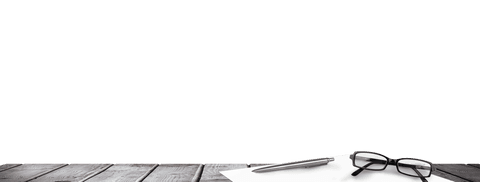 Transparent office desk with documents, glasses and pen illustration