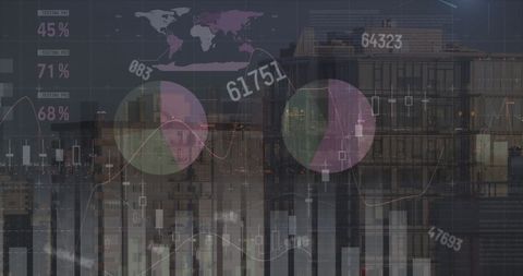 Futuristic Digital Data Concept with Cityscape Overlay