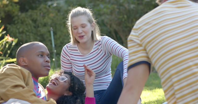 Group of Diverse Friends Relaxing in Outdoor Setting - Download Free Stock Images Pikwizard.com