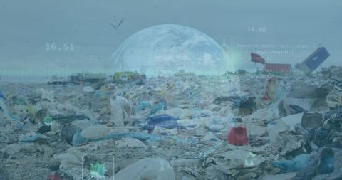 Double Exposure of Data Processing Over Rubbish Dump - Download Free Stock Images Pikwizard.com