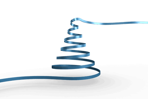 Blue ribbon christmas tree on transparent background