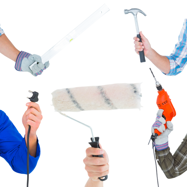 Hands holding Various Tools isolated on Transparent Background - Download Free Stock Videos Pikwizard.com