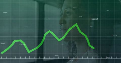Analyst Observing Financial Trend Line on Digital Display
