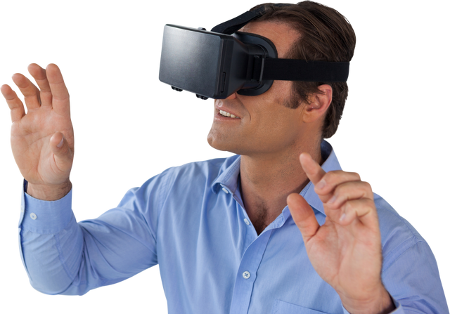 Businessman Immersing in Virtual Reality with Headset on Transparent Background - Download Free Stock Videos Pikwizard.com