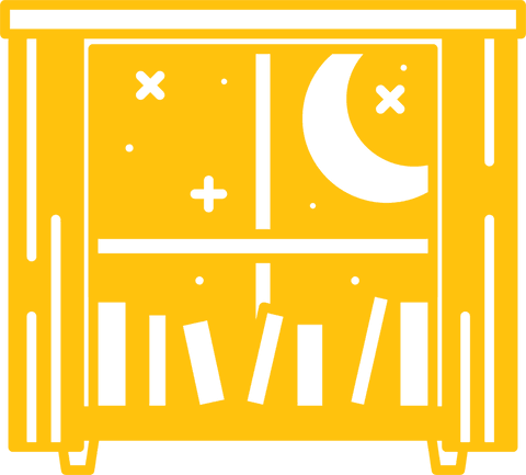 Transparent Yellow Window Illustration With Moon and Books - Download Free Stock Videos Pikwizard.com