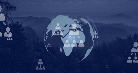 global connectivity with overlay icons on natural landscape - Download Free Stock Images Pikwizard.com