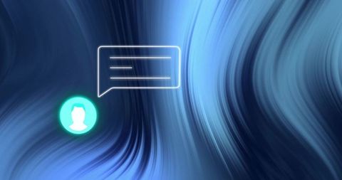 Tech Interface with Abstract Blue Media Elements