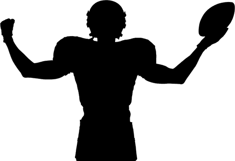 Silhouette of football player with ball transparent design