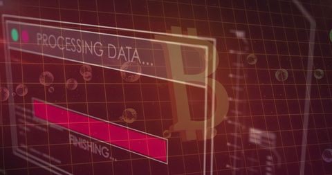 Digital Bitcoin Interface with Data Processing Overlay - Download Free Stock Images Pikwizard.com