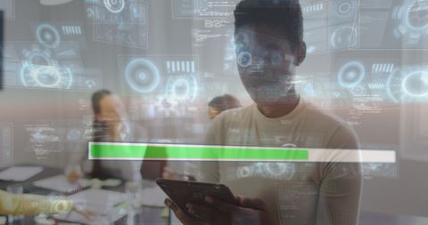 Businessman Using Smartphone with Futuristic Digital Overlay - Download Free Stock Images Pikwizard.com